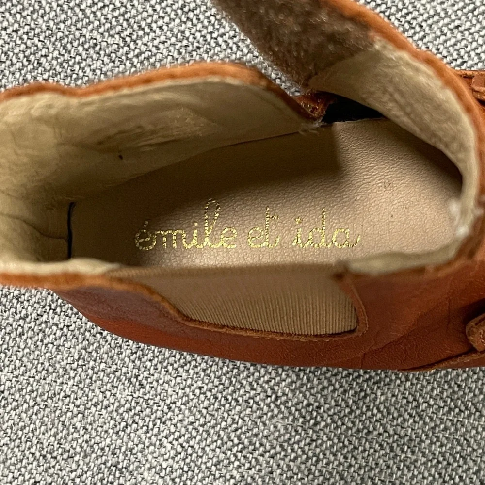 EMILE ET IDA Mouse First Steps Leather Baby Boots